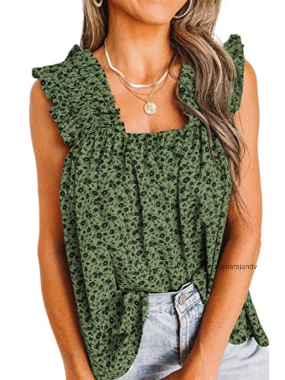 Boho Floral Tank Top Sleeveless Shirred Straps Pleated Summer Blouse